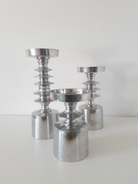 Image 1 of 3x Retro chrome candlestick