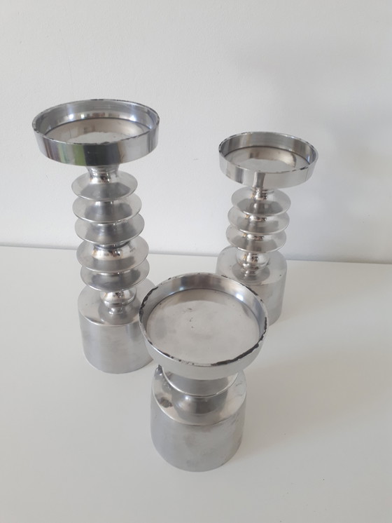 Image 1 of 3x Retro chrome candlestick