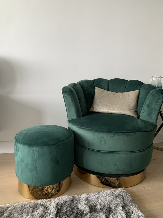 Image 1 of Fauteuil pivotant et pouf Richmond