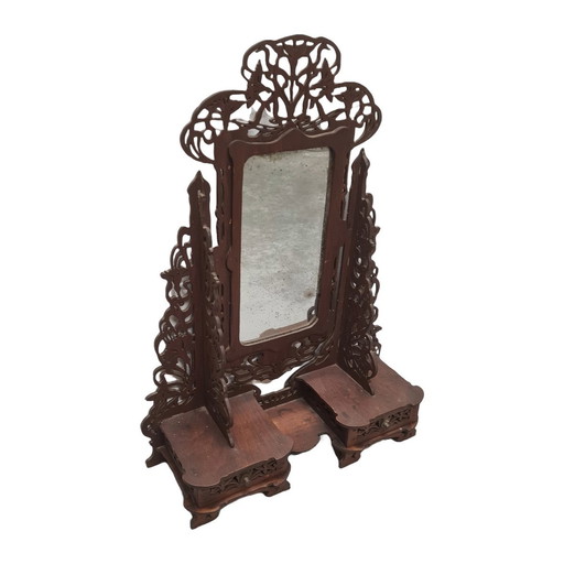 French Art Nouveau Ajour Sawn Table Mirror Circa 1910