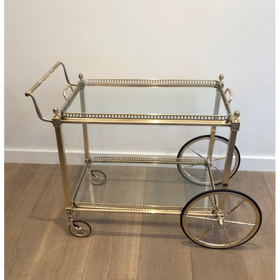 Image 1 of Brass and silver plated vintage sideboard for Maison Bagués, France 1940