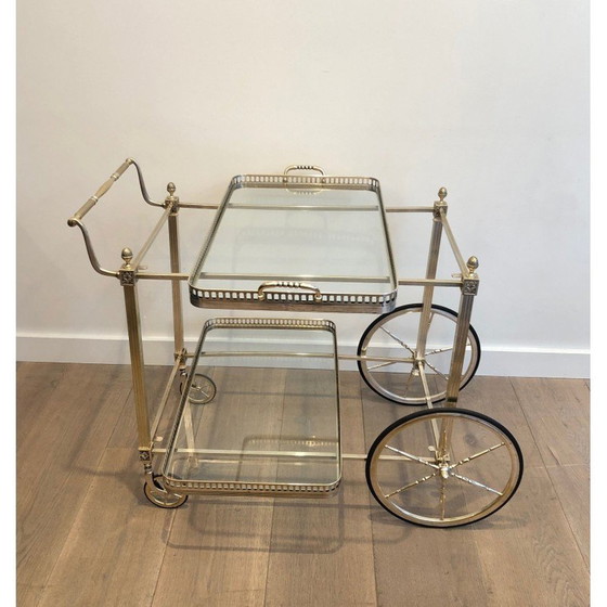 Image 1 of Brass and silver plated vintage sideboard for Maison Bagués, France 1940