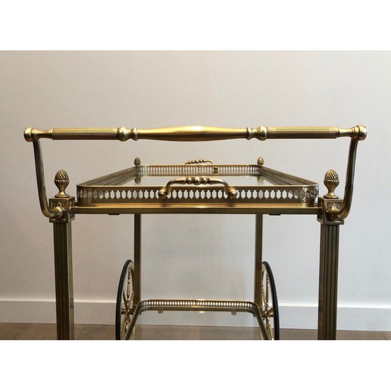 Image 1 of Brass and silver plated vintage sideboard for Maison Bagués, France 1940
