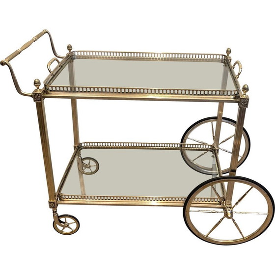 Image 1 of Brass and silver plated vintage sideboard for Maison Bagués, France 1940