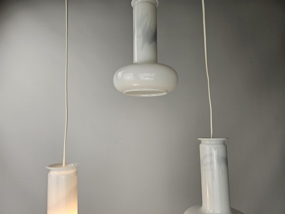 Image 1 of Set Of 3 Pendant Lamps Royal Copenhagen Model Blue Small Version