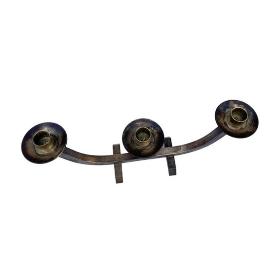 Image 1 of Vintage brushed brass candlestick, Austria 1970