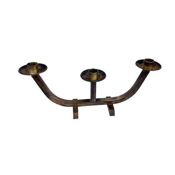 Image 1 of Vintage brushed brass candlestick, Austria 1970