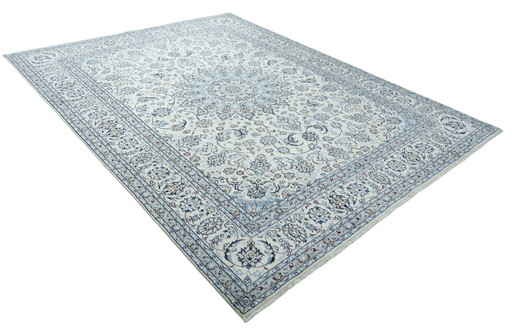 Hand Knotted Nain Carpet With Silk - 386 X 293 Cm