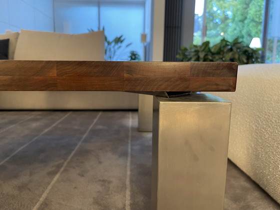 Image 1 of Walnut Coffee Table With Stainless Steel Legs