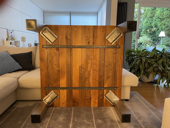 Image 1 of Walnut Coffee Table With Stainless Steel Legs