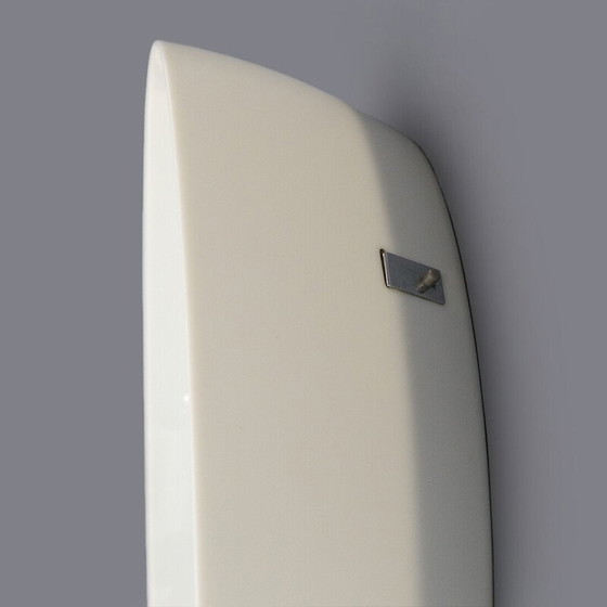 Image 1 of Vintage cylindrical mirror with white plastic frame, Italy 1970