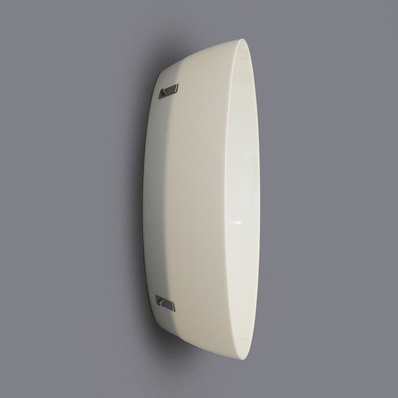 Image 1 of Vintage cylindrical mirror with white plastic frame, Italy 1970