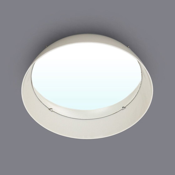 Image 1 of Vintage cylindrical mirror with white plastic frame, Italy 1970