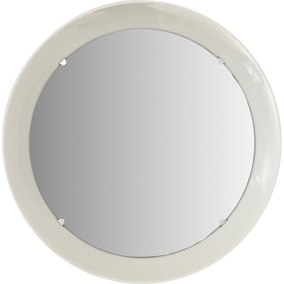 Image 1 of Vintage cylindrical mirror with white plastic frame, Italy 1970