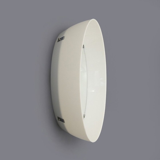 Image 1 of Vintage cylindrical mirror with white plastic frame, Italy 1970