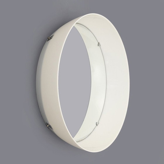 Image 1 of Vintage cylindrical mirror with white plastic frame, Italy 1970