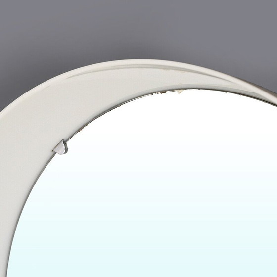 Image 1 of Vintage cylindrical mirror with white plastic frame, Italy 1970
