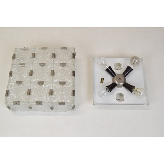 Image 1 of Lampada da soffitto vintage in vetro tagliato e metallo di Kamenicky Senov, Cecoslovacchia 1960