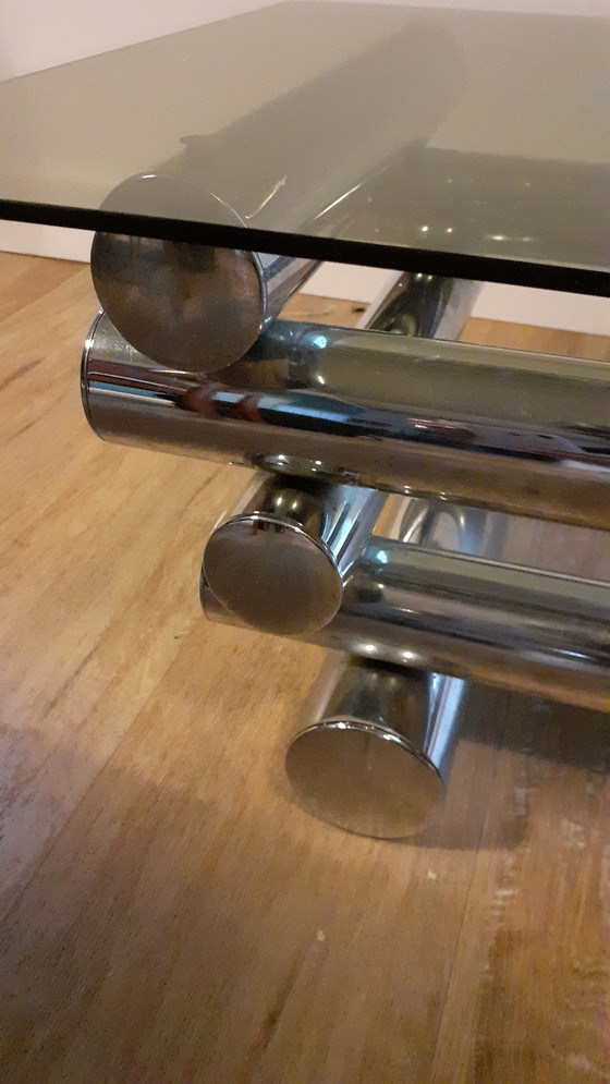 Image 1 of Chrome And Glass Coffee Table