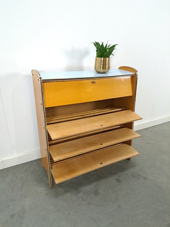 Image 1 of Shoe Cabinet With Blue Formica Top