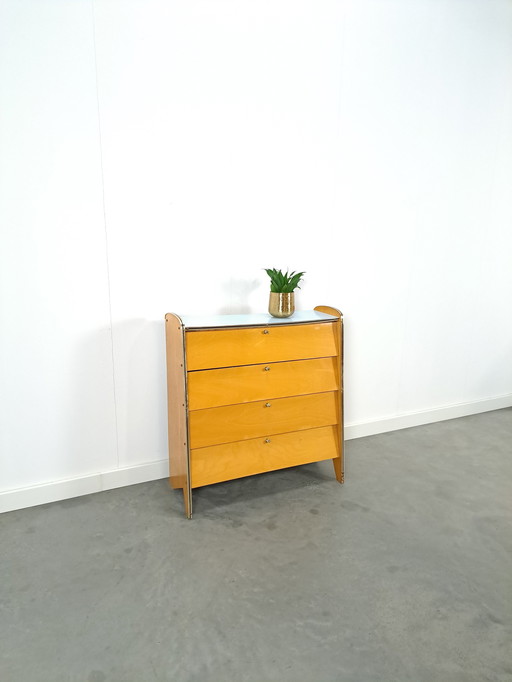 Shoe Cabinet With Blue Formica Top