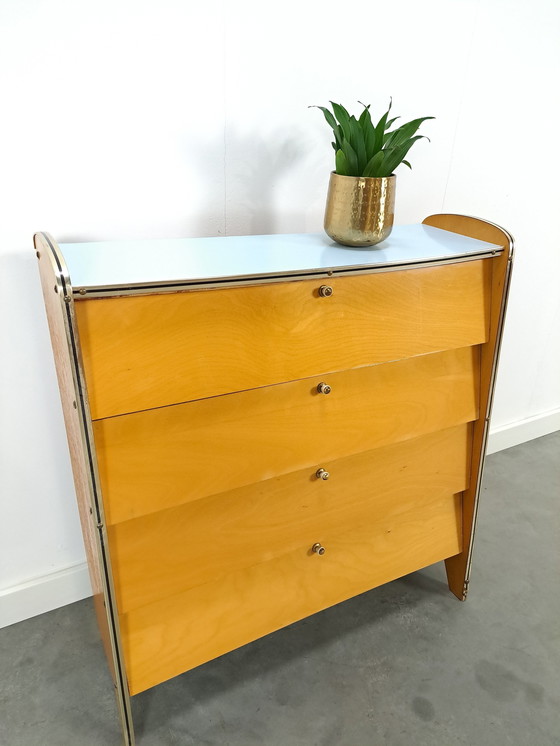 Image 1 of Shoe Cabinet With Blue Formica Top