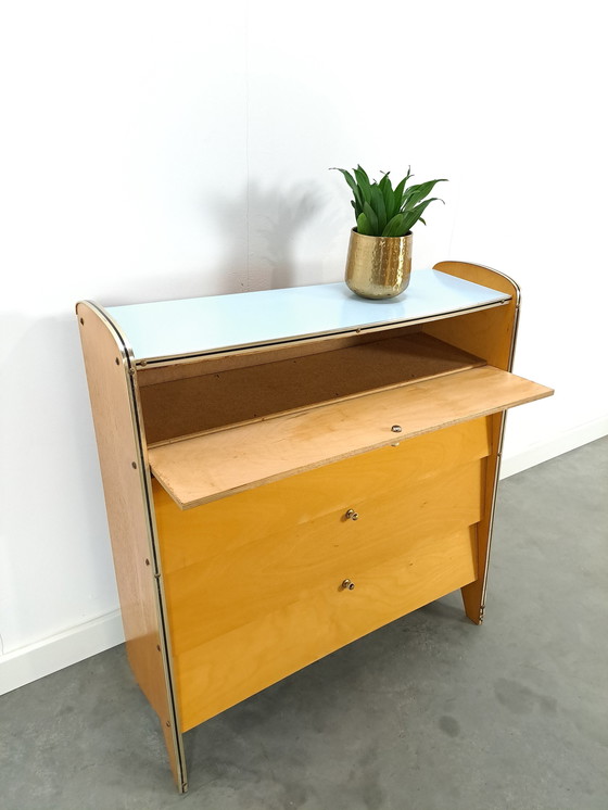 Image 1 of Shoe Cabinet With Blue Formica Top