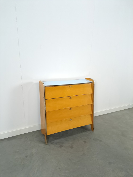 Image 1 of Shoe Cabinet With Blue Formica Top