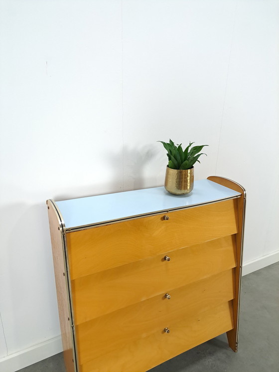 Image 1 of Shoe Cabinet With Blue Formica Top