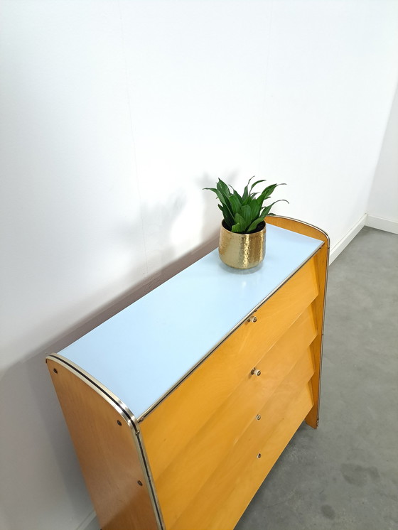 Image 1 of Shoe Cabinet With Blue Formica Top