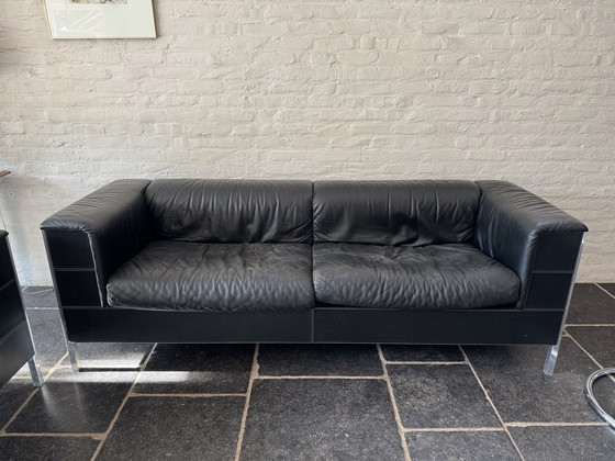 Image 1 of Poltrona Frau Black Leather Settee