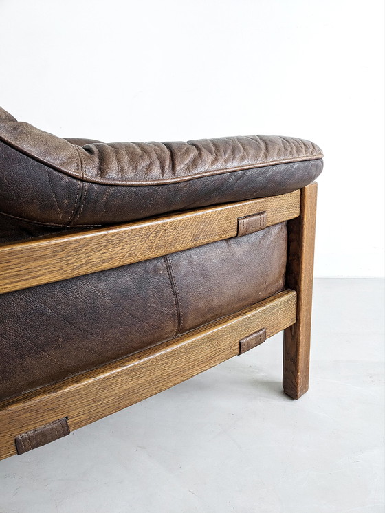 Image 1 of Brutalist Set of Leather Sofa & Loungechair by Hain & Thome 1970's