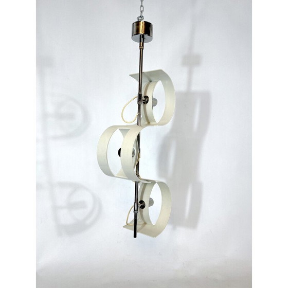 Image 1 of Vintage Italian chrome chandelier by Stilux Milano, 1960s