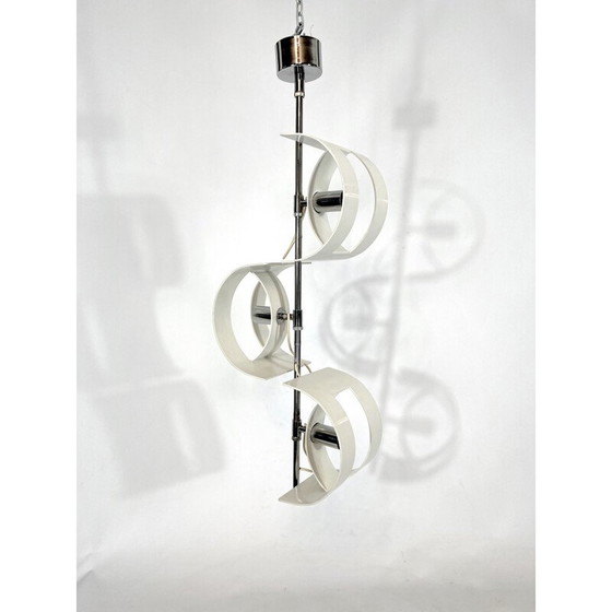 Image 1 of Vintage Italian chrome chandelier by Stilux Milano, 1960s