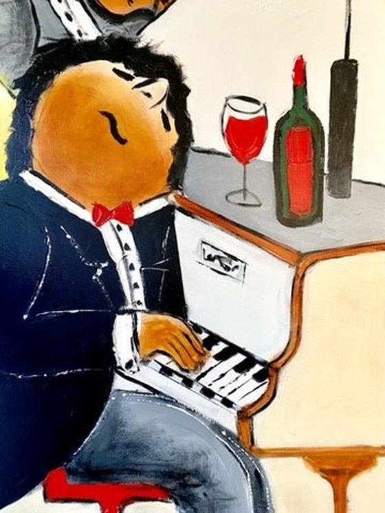 Image 1 of Theo Broeren "Pianoconcert" - Original Painting On Canvas - 100Cm X 120Cm - With Certificate Of Authenticity