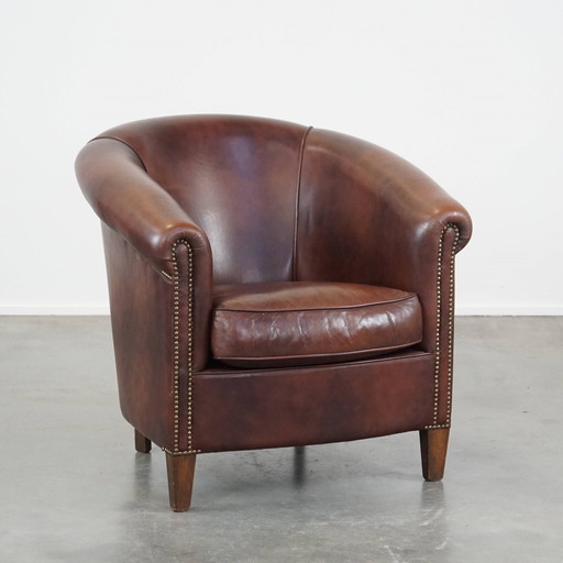 Beef Leather Club Chair In English Style