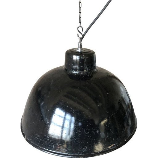 Vintage industrial pendant lamp by Tgl Leuchtenbau Leipzig, Germany 1950