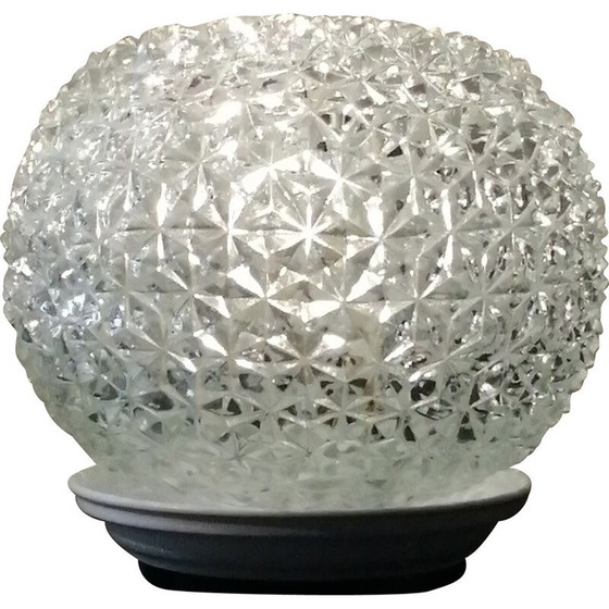 Image 1 of Vintage table lamp in the shape of a sphere in diamond-point glass, 1960