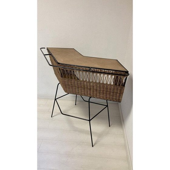 Image 1 of Vintage rattan and wrought iron bar, 1960