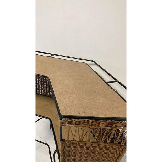 Image 1 of Vintage rattan and wrought iron bar, 1960