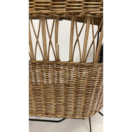 Image 1 of Vintage rattan and wrought iron bar, 1960