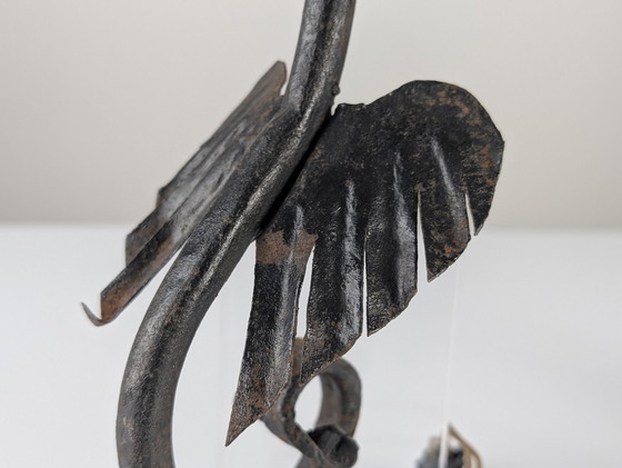 Image 1 of Juego de tres apliques de dragón de hierro forjado