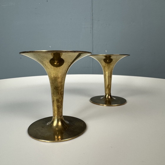 Image 1 of Vintage Danish Design Brass Candlesticks 2 St.