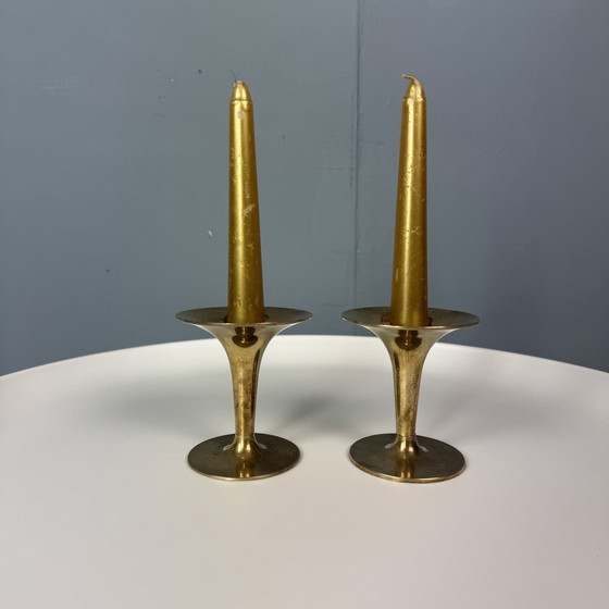 Image 1 of Vintage Danish Design Brass Candlesticks 2 St.