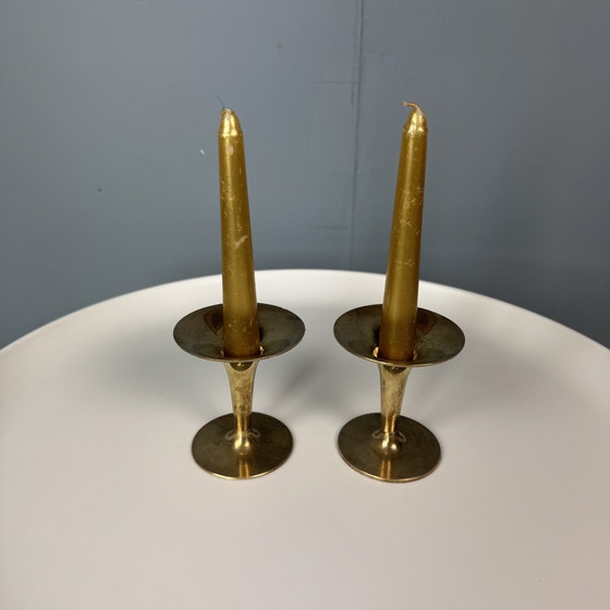 Image 1 of Vintage Danish Design Brass Candlesticks 2 St.