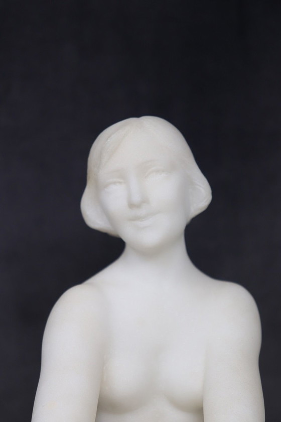 Image 1 of Art Deco Sculpture In White Marble