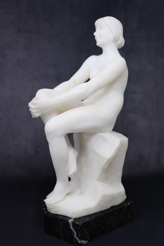 Image 1 of Art Deco Sculpture In White Marble