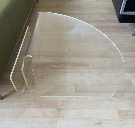 Plexiglas side table with reading tray