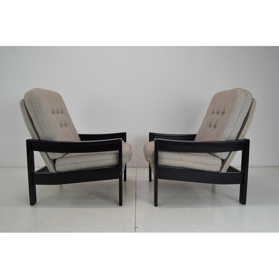 Image 1 of Coppia di poltrone vintage in tessuto e legno per Hikor Písek, Cecoslovacchia 1980