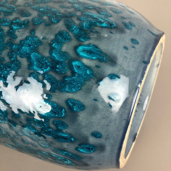 Image 1 of Large vintage Pottery Super Fat Lava Multi-Color Vase by Scheurich 1970s